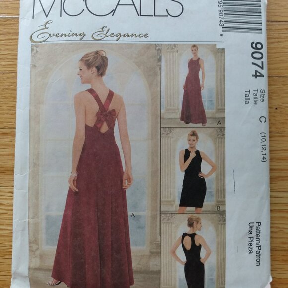 Vintage Formal Dress Sewing Pattern Evening Gown Size 10-14 McCall's 9074 UNCUT - Picture 2 of 7